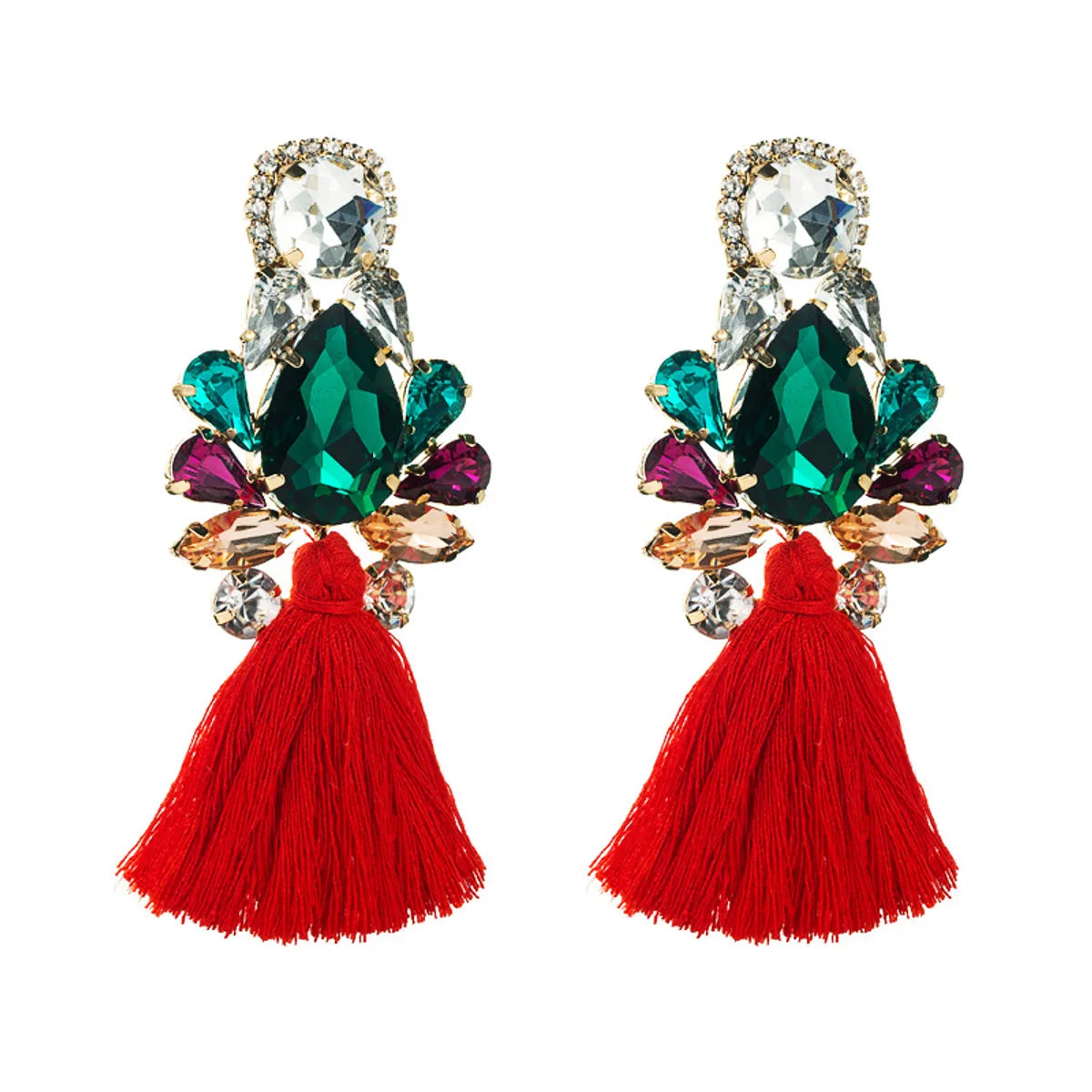 Bohemian Glass Diamond Tassel Earrings Wholesale Gooddiy