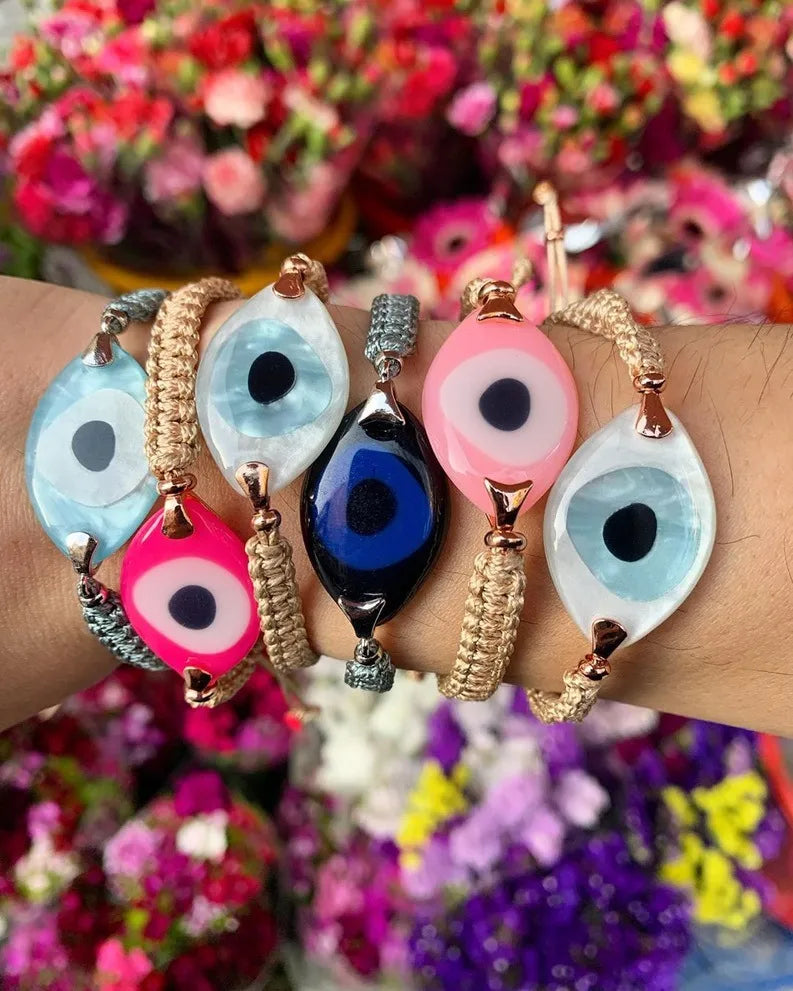 Bohemian Hand-Woven Acrylic Resin Evil Eye Bracelet