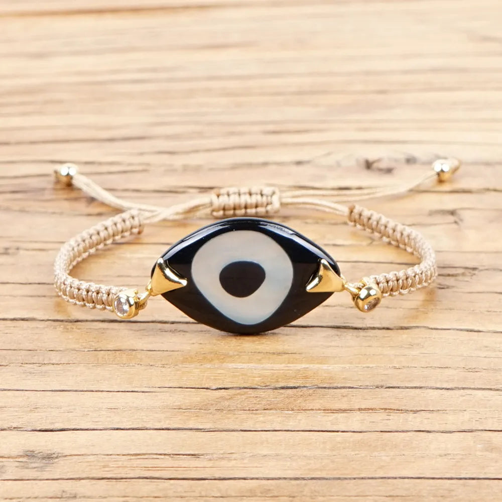 Bohemian Hand-Woven Acrylic Resin Evil Eye Bracelet