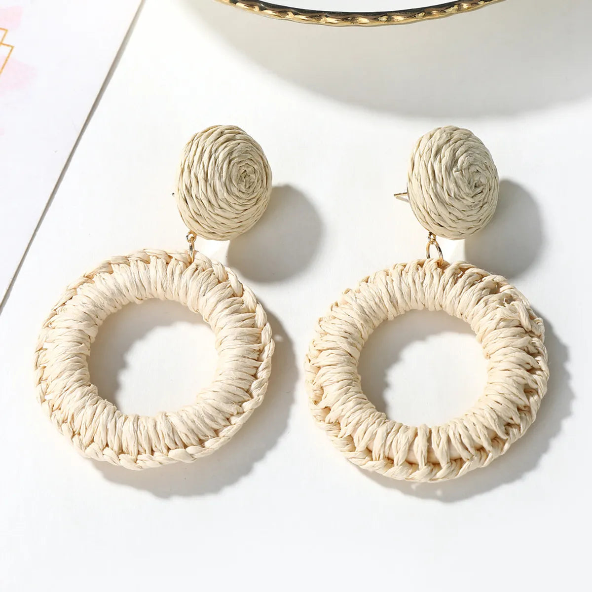 Bohemian Hand-woven Geometric Circular Rattan Earrings