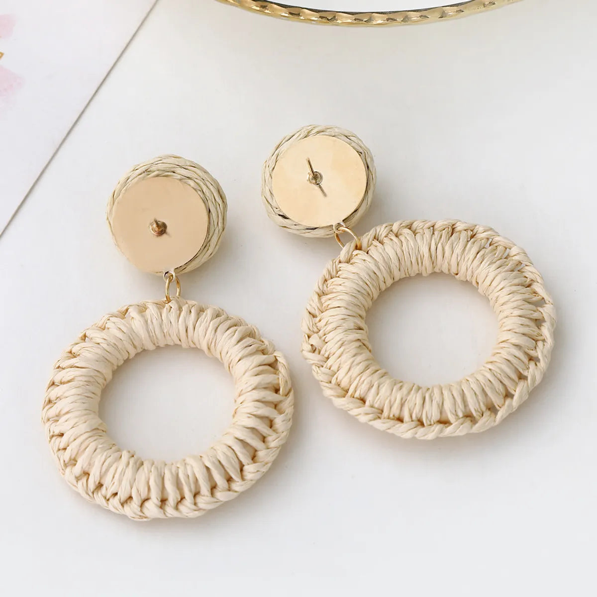 Bohemian Hand-woven Geometric Circular Rattan Earrings