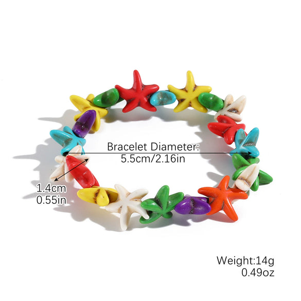 Bohemian Handmade Natural Shell Starfish Bracelet With Geometric And Animal Patterns
