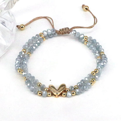 Bohemian Heart Shape Artificial Crystal Alloy Beaded Women'S Bracelets 1 Piece