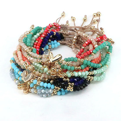 Bohemian Heart Shape Artificial Crystal Alloy Beaded Women'S Bracelets 1 Piece