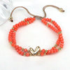 Bohemian Heart Shape Artificial Crystal Alloy Beaded Women'S Bracelets 1 Piece