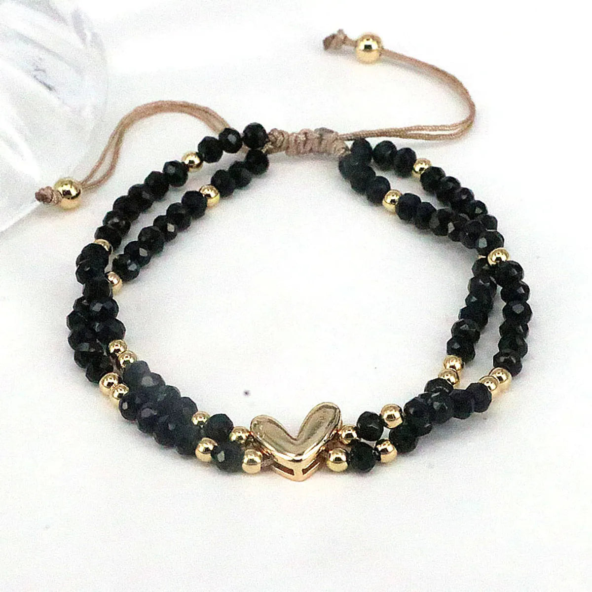 Bohemian Heart Shape Artificial Crystal Alloy Beaded Women'S Bracelets 1 Piece