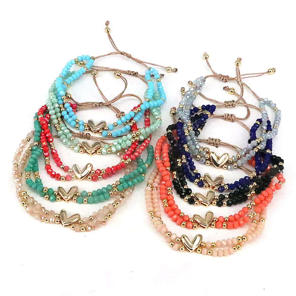 Bohemian Heart Shape Artificial Crystal Alloy Beaded Women'S Bracelets 1 Piece