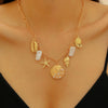 Bohemian Imitation Pearl Beaded Shell Conch Sea Star Necklace For Women Made Of Mixed Materials With Electroplating