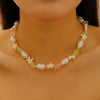 Bohemian Imitation Pearl Beaded Shell Conch Sea Star Necklace For Women Made Of Mixed Materials With Electroplating