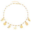 Bohemian Imitation Pearl Beaded Shell Conch Sea Star Necklace For Women Made Of Mixed Materials With Electroplating