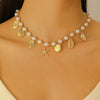 Bohemian Imitation Pearl Beaded Shell Conch Sea Star Necklace For Women Made Of Mixed Materials With Electroplating