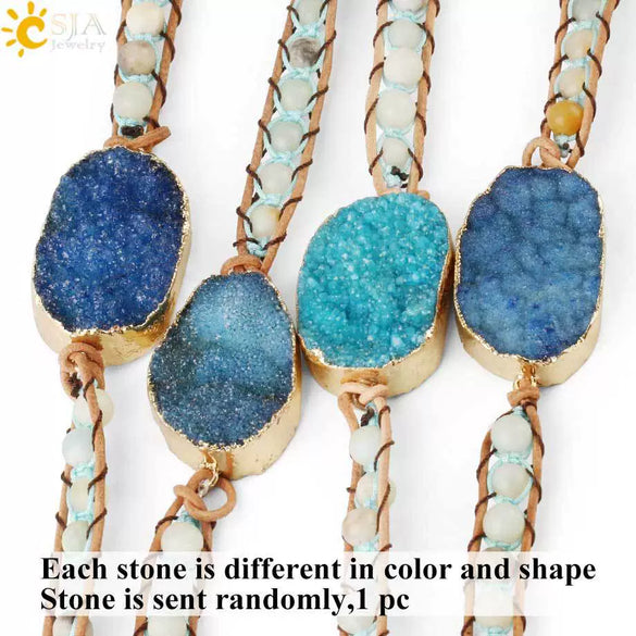 Bohemian Irregular Natural Crystal Ore Hand Woven Winding Bracelet Minimalist Unisex Bracelet