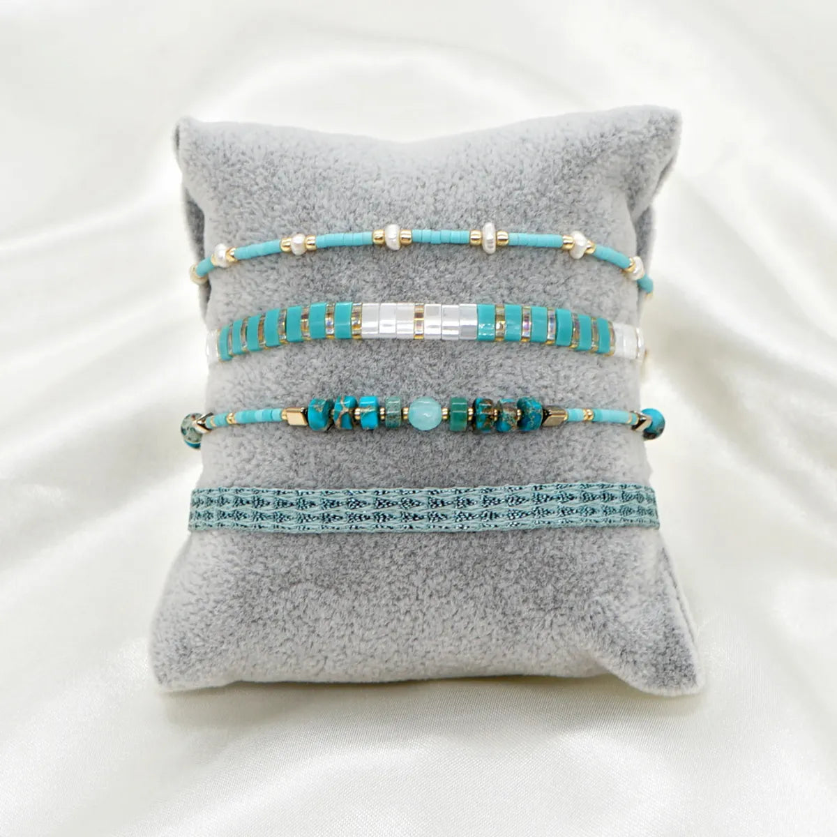 Bohemian Lake Blue Series Tila Beads Hand-beaded Small Bracelet