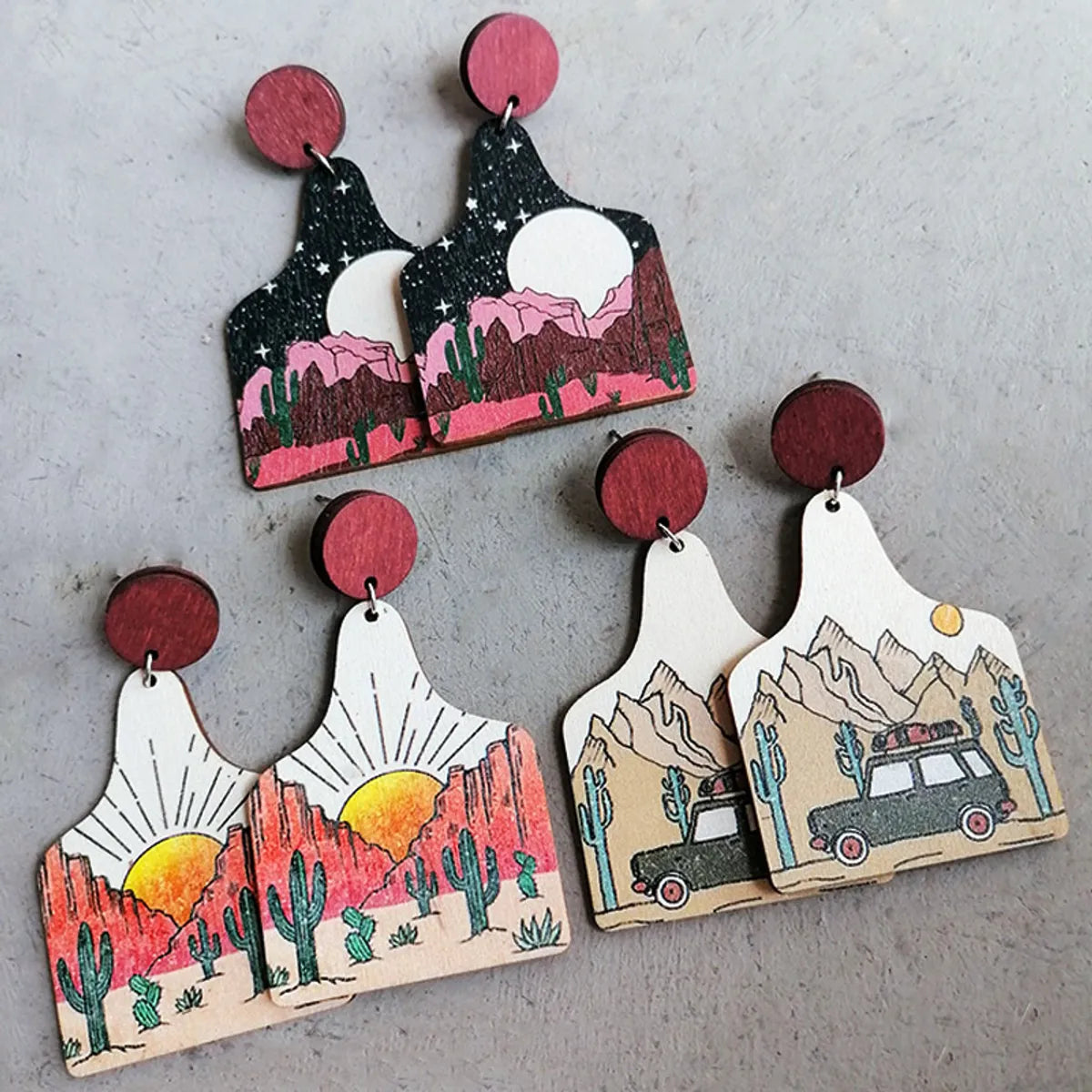 Bohemian Landscape Wood Women's Drop Earrings