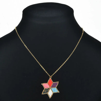 Bohemian Leaf Star Copper Plating Pendant Necklace