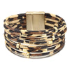 Bohemian Leopard Pu Leather Alloy Beaded Buckle Artificial Pearls Gold Plated Silver Plated Women'S Bracelets