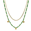 Bohemian Literary Style Heartshaped Stainless Steel Handbeaded Pendant Doublelayer Blade Necklace With Electroplating