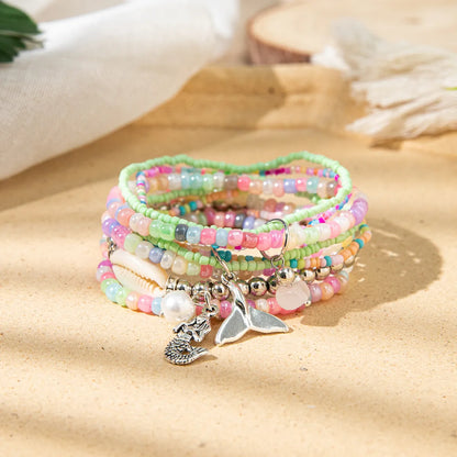 Bohemian Marine Style Hippocampus Mermaid Glass Wholesale Bracelets