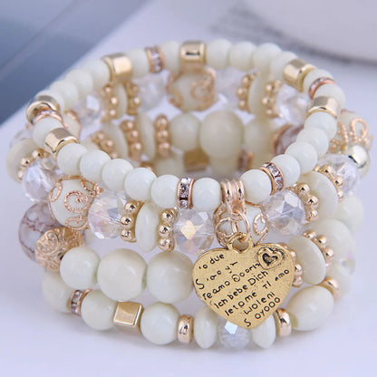 Bohemian Metal Peach Heart Multi-Layer Bracelet