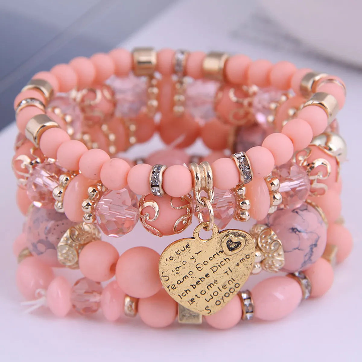 Bohemian Metal Peach Heart Multi-Layer Bracelet