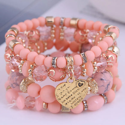 Bohemian Metal Peach Heart Multi-Layer Bracelet