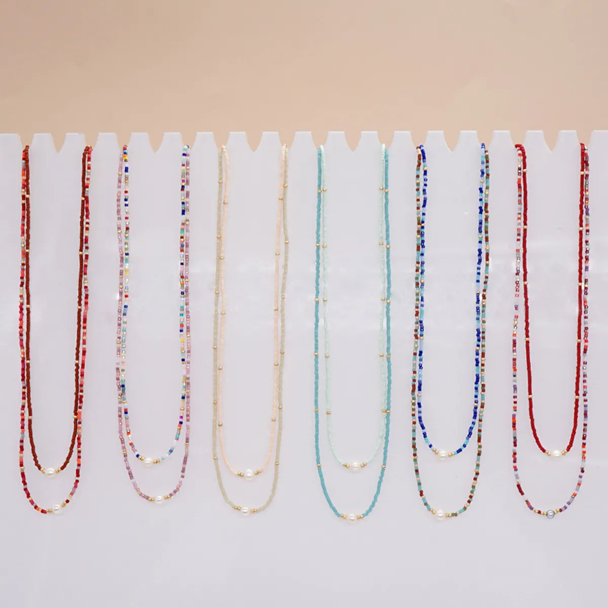 Bohemian Multicolor Glass Beaded Plating Women's Necklace 1 Piece