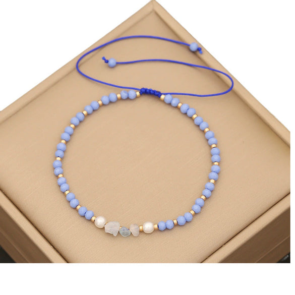 Bohemian Natural Stone And Artificial Crystal Handmade Woven Beaded Bracelet For Women