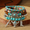 Bohemian Plastic Resin Geometric High Heels Multilayer Wooden Beads Handstring With Electroplating