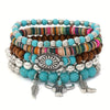 Bohemian Plastic Resin Geometric High Heels Multilayer Wooden Beads Handstring With Electroplating