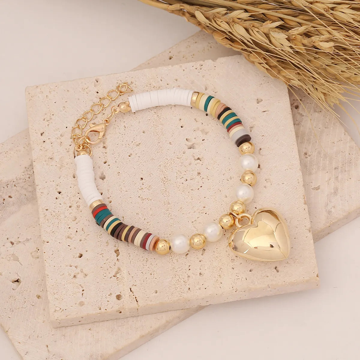 Wholesale Jewelry Bohemian Heart Imitation Pearl No Inlaid 18K Gold Plated Bracelets