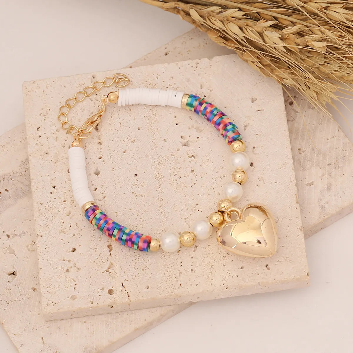 Wholesale Jewelry Bohemian Heart Imitation Pearl No Inlaid 18K Gold Plated Bracelets