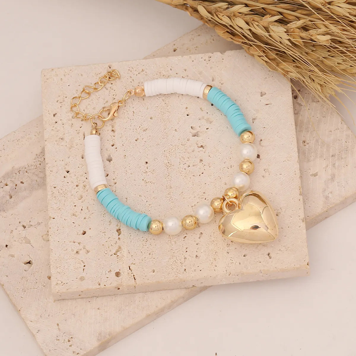 Wholesale Jewelry Bohemian Heart Imitation Pearl No Inlaid 18K Gold Plated Bracelets