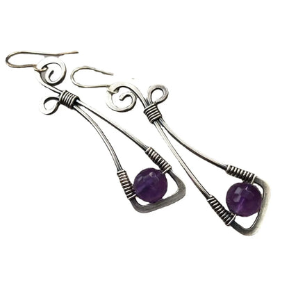 Bohemian Purple Amethyst Earrings European And American Creative Winding Earrings