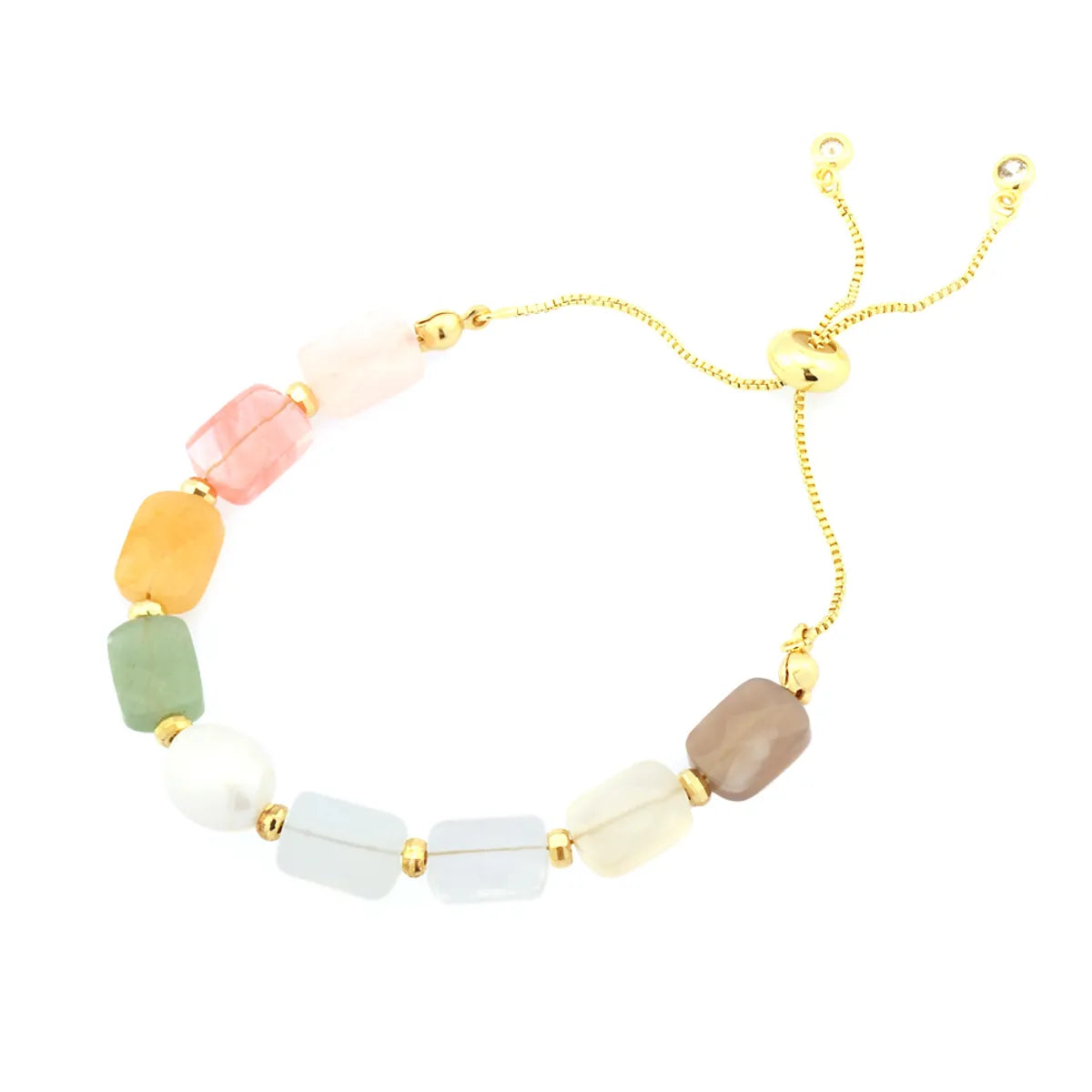 Bohemian Quadrilateral Artificial Gemstones Copper 18k Gold Plated Bracelets In Bulk