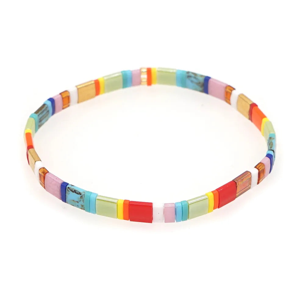 Ins Bohemian Rainbow Special-Interest Design Tila Bead Handmade Beaded Personality All-Match Twin Small Bracelet