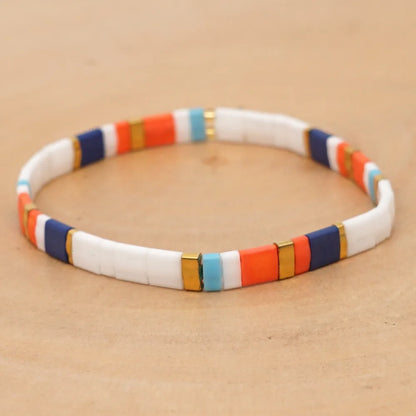 Ins Bohemian Rainbow Special-Interest Design Tila Bead Handmade Beaded Personality All-Match Twin Small Bracelet