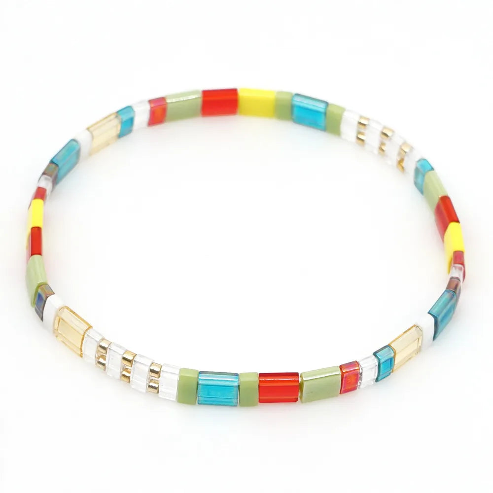 Ins Bohemian Rainbow Special-Interest Design Tila Bead Handmade Beaded Personality All-Match Twin Small Bracelet