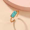 Bohemian Retro Alloy Rectangular Turquoise Inlay Open Toe Ring Geometric Adjustable Fashion Foot Ring For Women