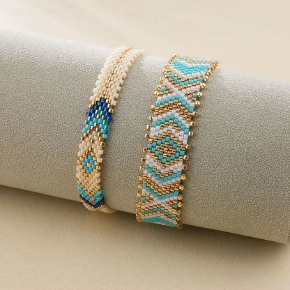 Bohemian Rhombus Glass Seed Bead Rope Wholesale Drawstring Bracelets