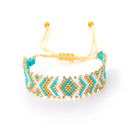 Bohemian Rhombus Glass Seed Bead Rope Wholesale Drawstring Bracelets