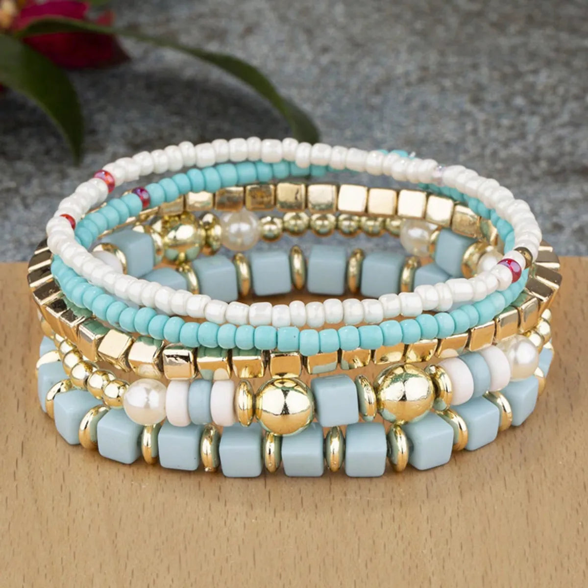 Bohemian Round Alloy Seed Bead Beaded Women'S Bracelets