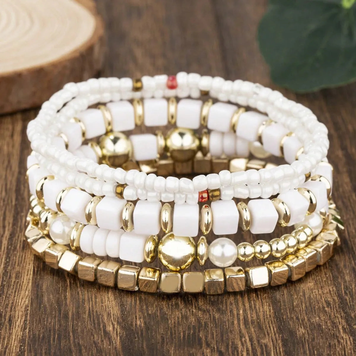 Bohemian Round Alloy Seed Bead Beaded Women'S Bracelets