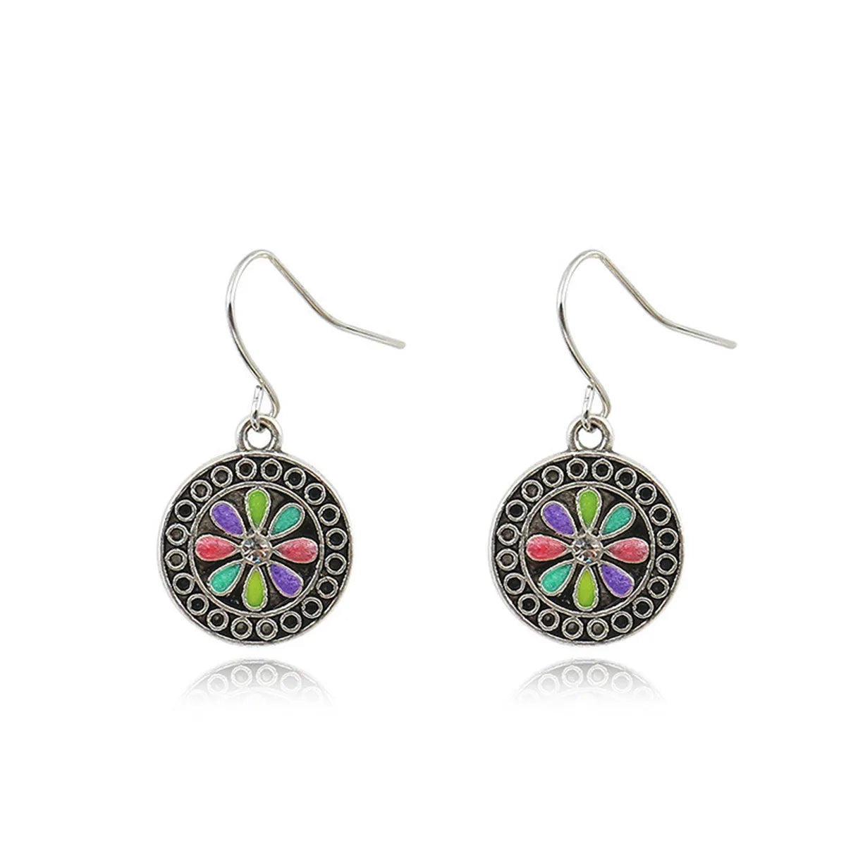 Bohemian Round Water Droplets Alloy Enamel Women'S Drop Earrings