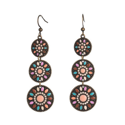 Bohemian Round Water Droplets Alloy Enamel Women'S Drop Earrings