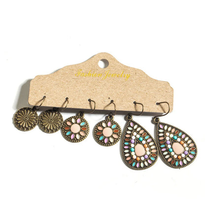 Bohemian Round Water Droplets Alloy Enamel Women'S Drop Earrings