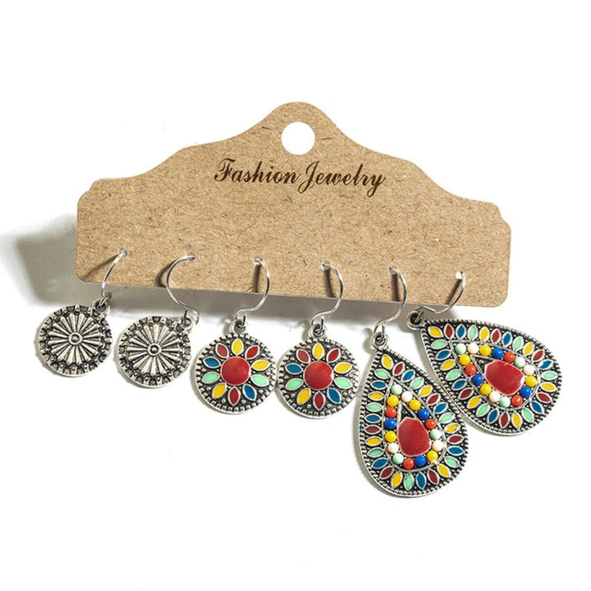 Bohemian Round Water Droplets Alloy Enamel Women'S Drop Earrings