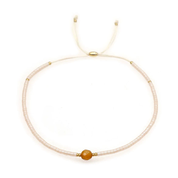 Bohemian Semi Precious Stone Beaded Glass Glaze Handmade Colorful Lucky Stone Rice Beads Adjustable Unisex Couple Stacked Bracelet