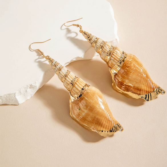 Bohemian Shell Conch Earrings With Starfish Pendant Handmade Acrylic Beach Wind Long Earrings For Women