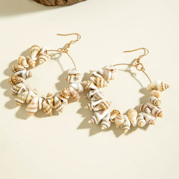 Bohemian Shell Conch Earrings With Starfish Pendant Handmade Acrylic Beach Wind Long Earrings For Women