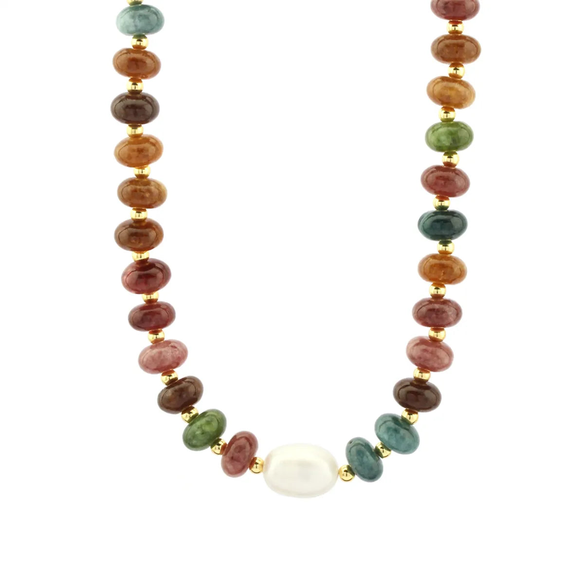 Bohemian Simple Style Irregular Freshwater Pearl Stone Copper Beaded Plating 18k Gold Plated Women'S Necklace